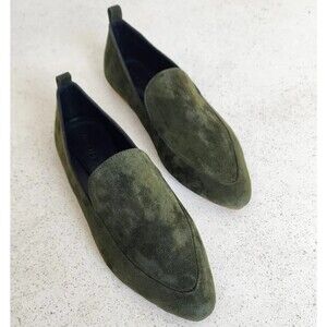 Lu•ciee Green Suede Hand Crafted Leather Womens Loafers Slip On Shoes Size 8.5